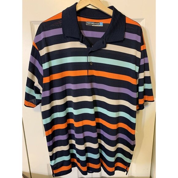 Roundtree & Yorke Performance polo Men’s‎ Sz XL Striped Multicolor - Picture 6 of 8